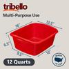 Tribello 2-Pack Red Plastic Dishpans, 12 Quart Rectangular Sink Dishpan Wash Basin and Foot Bath, Heavy Duty with Handles - Made in USA view 2