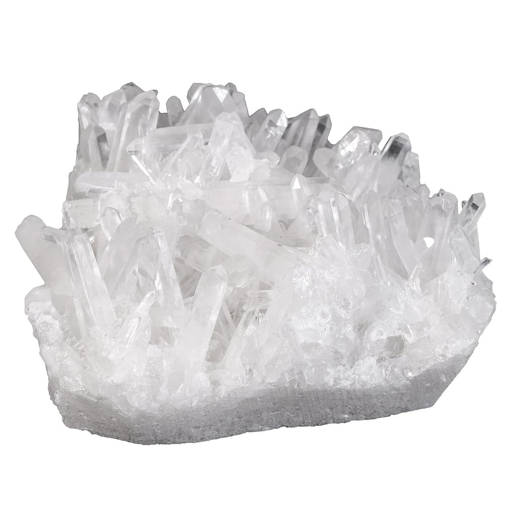 mookaitedecor Natural Clear Quartz Healing Crystal Cluster Druzy Geode Stone, White Raw Energy Crystal Gift Rock Mineral Collection Reiki Gemstone Specimen Home Decor(Approx 156-210g), Length 53-73mm