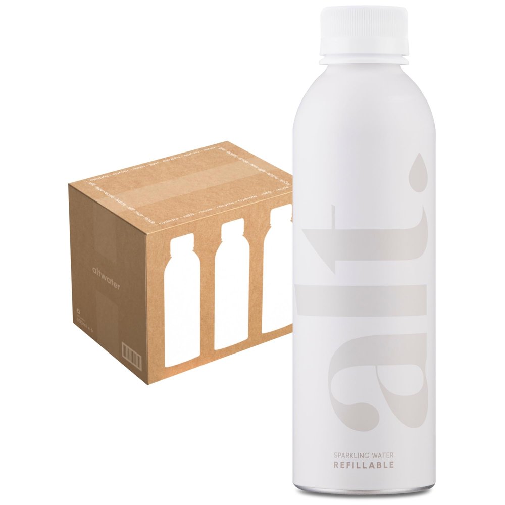 altwater - sparkling spring water in a reusable aluminium bottle, 600ml (Pack of 6)