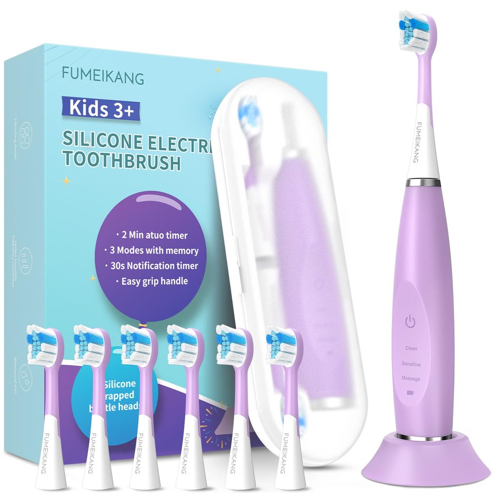 FUMEIKANG Kids Electric Toothbrushes Sonic Tooth Brush for Boys and Grils Power Toothbrush 3 4 5 6 7 8 9 10 11 12 (Purple)