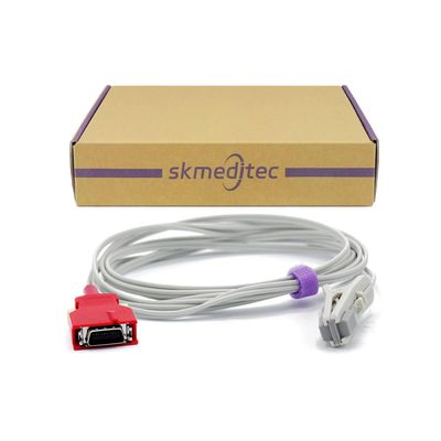 skmeditec Compatible with Masimo SpO2 Sensor Direct-Connect Probe, 9.8 FT Vet Clip Cable with 20 Pins Red Connector, Replacement Cord with Chip