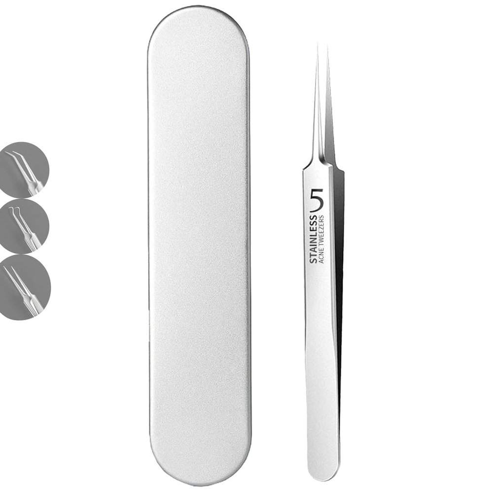 Tweezers, Tweezers for Blackheads, Precision Pimple Popper Tool Kit (Straight Clip)
