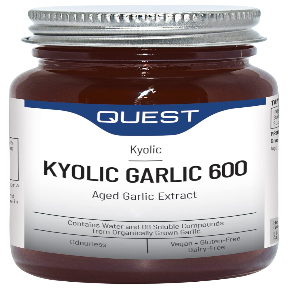 Quest - 90x Kyolic Garlic Tablets. High Strength 600mg Odourless Aged Garlic Extract for Heart, Immune, Digestive & Cognitive Health. Daily Dietary Supplement. Vegan & Gluten-Free (Pack of 2)