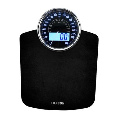 EILISON Highly Advance 2-in-1 Digital & Analog Weighing Scale for Body Weight-400lbs, 4 High Precison GX Sensor Accurate, Thick Tempered Glass, Extra Large Display (red) (black)