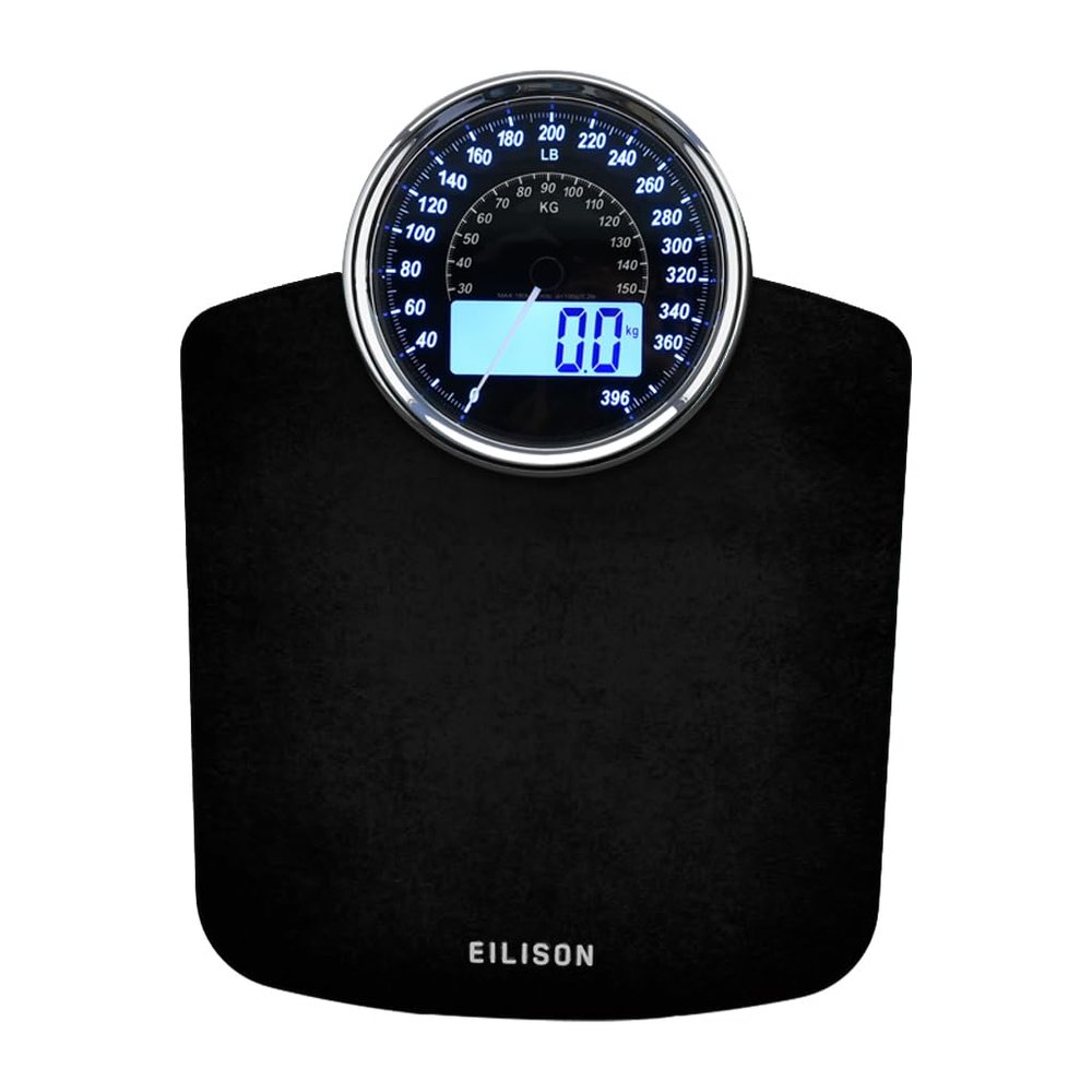 EILISON Highly Advance 2-in-1 Digital & Analog Weighing Scale for Body Weight-400lbs, 4 High Precison GX Sensor Accurate, Thick Tempered Glass, Extra Large Display (red) (black)
