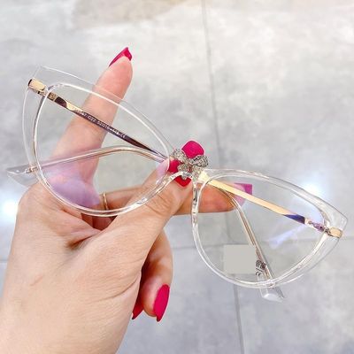 PARWANA Stylish Anti Eyestrain Reading Glasses Women Blue Light Blocking Cat-Eye Computer Readers Eyewear Flat Light Mirror (Color : Clear-white, Size : +150)