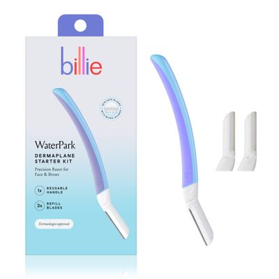Billie - Dermaplane Starter Kit - Reusable Handle + 3 Refill Blades - Remove Facial Hair + Perfectly Shape Brows - Dermatologist-Approved - WaterPark