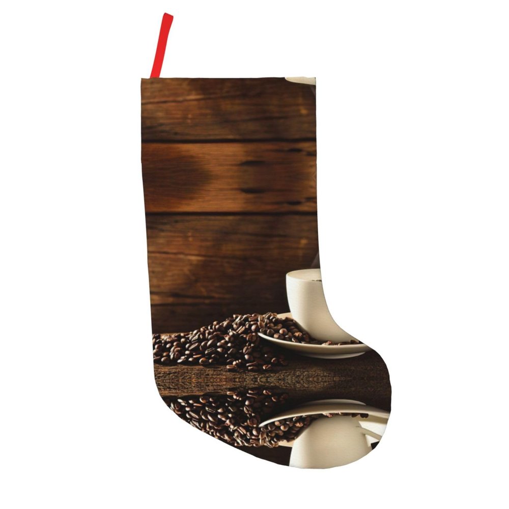 18" Christmas Sto cking Gift Decoration Bag Pouch for Party New Year Eve Christmas Coffee Cup and Coffee Beans