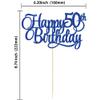 1 Pack Happy 50th Birthday Cake Topper Blue Glitter Number 50 Fifty Years Old Birthday Cake Pick Decoration For 50th Birthday Celebrating Anniversary Party Supplies view 2