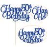 1 Pack Happy 50th Birthday Cake Topper Blue Glitter Number 50 Fifty Years Old Birthday Cake Pick Decoration For 50th Birthday Celebrating Anniversary Party Supplies view 3