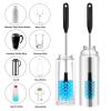 2 in 1 Water Bottle Brush, 15 Inch Long Stainless Steel Handle Bottle Brush Cleaner - Replaceable Brush Heads Designed for Wine Glass/Narrow Mouth Container Cleaning with 2 Specialised Brush Heads view 2