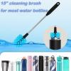 2 in 1 Water Bottle Brush, 15 Inch Long Stainless Steel Handle Bottle Brush Cleaner - Replaceable Brush Heads Designed for Wine Glass/Narrow Mouth Container Cleaning with 2 Specialised Brush Heads view 4