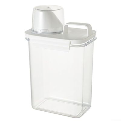 Airtight Laundry Detergent Dispenser with Measuring Cup, Clear Multi-Use Laundry Powder Detergent Dispenser, Laundry Detergent Box for Soft Washer(1800ML)