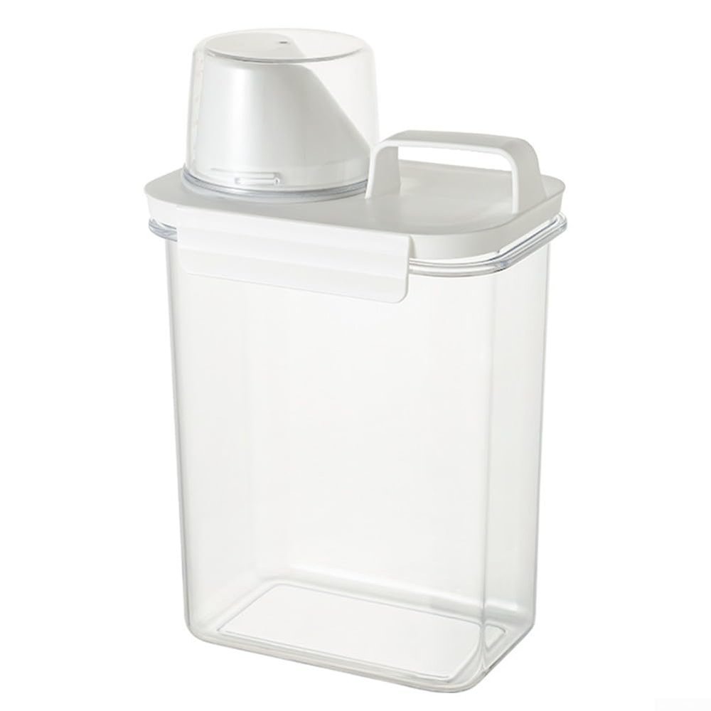 Airtight Laundry Detergent Dispenser with Measuring Cup, Clear Multi-Use Laundry Powder Detergent Dispenser, Laundry Detergent Box for Soft Washer(1800ML)