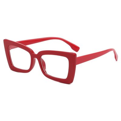 PARWANA Anti Eyestrain Computer Readers Comfort Sturdy Reading Glasses Blue Light Blocking Flat Light Mirror Square Eyewear (Color : Red, Size : +150)