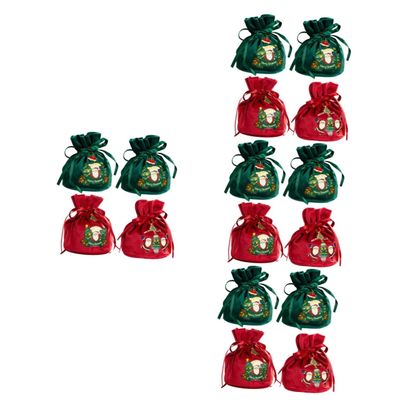 ABOOFAN 16 Pcs Christmas Apple Bag Xmas Cookie Bag Xmas Presents Sacks Christmas Drawstring Bag Candy Cookie Pouch Stocking Storage Sack Candy Bag Cloth An Fruit