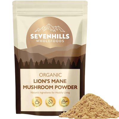 Sevenhills Wholefoods Organic Lion's Mane Mushroom Powder 200g, 100% Fruiting Body for Tea Infusion, Coffee, hot Chocolate, Soup, Vegan, Pure & Natural
