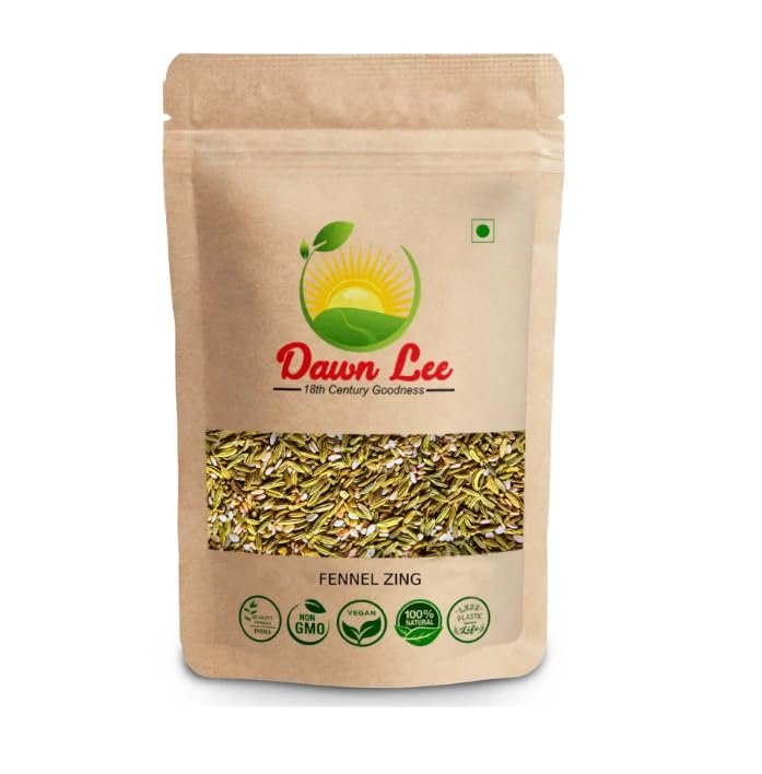 Dawn Lee Mouth Freshener Fennel Zing Roasted and Lemon Flavored Freshens Breath Enhance Nutrition Absorption Promotes Oral Health Healthy After Meals- 100 Gram