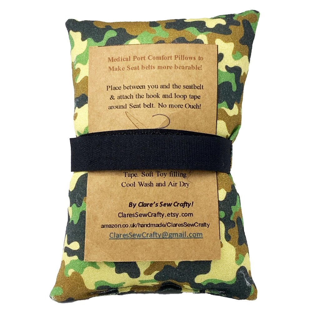 6x 3/10"x3" Car Seatbelt Pads - various sizes for Post Surgery, Pacemakers, Chemo/Stoma/Medical ports or just to stop that Ouch! (Green Camouflage #2, 6' x 3")