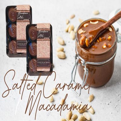 Belgian Milk Chocolate with Roasted Macadamia and Soft Salted Caramel Handmade