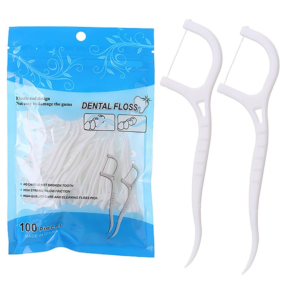 AMZFUK 100 Pcs Disposable Dental Floss,Dental Care,Dental Floss Stick with Portable Casetoothpicks, Teeth Cleaning for Removing Plaque and Food Removal,Tooth Cleaner Sticks