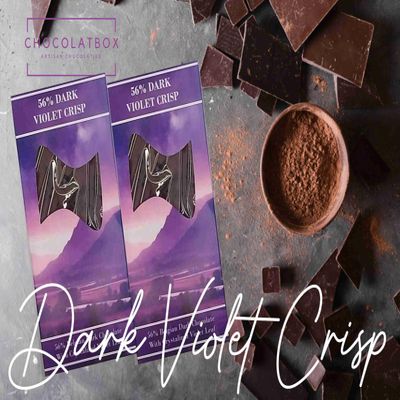 Handmade Belgian 56% Dark Chocolate Bar with Crystallised Violet Leaves 100g, Gourmet Vegan Chocolate, Floral Artisan Gift