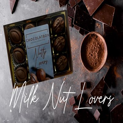 Belgian Milk Chocolate Nutty Nut Lovers Gift Box of 12 Chocolates