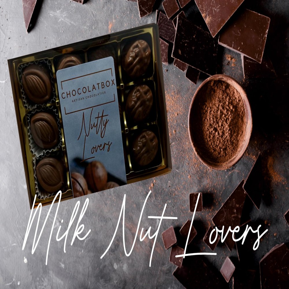 Belgian Milk Chocolate Nutty Nut Lovers Gift Box of 12 Chocolates