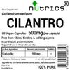 Nutrics 500mg (per Capsule) Cilantro Coriander 90 V Capsules (1 Month Supply) Free from fillers, Binders & Bulking Agents - Suitable for Vegan Vegetarian Diet view 2