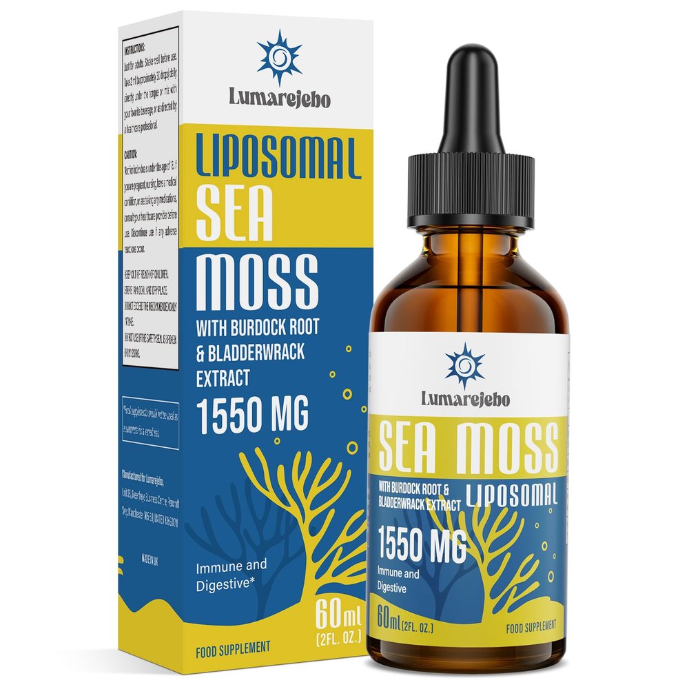 Liposomal Irish Sea Moss Drops 1550MG, with Burdock Root and Bladderwrack Extract, 4X Stronger Than Pills & Gel, Gut & Immune Balance, 60ml (Pack of 1)