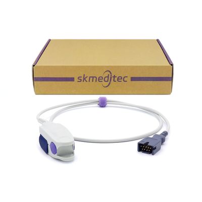 skmeditec Compatible with Masimo SpO2 Sensor Cable for Adult, 3.2 FT Reusable Finger Clip Probe with 9 Pins Connector, Replacement Cord with Chip for 1863 (LNCS DCI), 1778 (RS-I)
