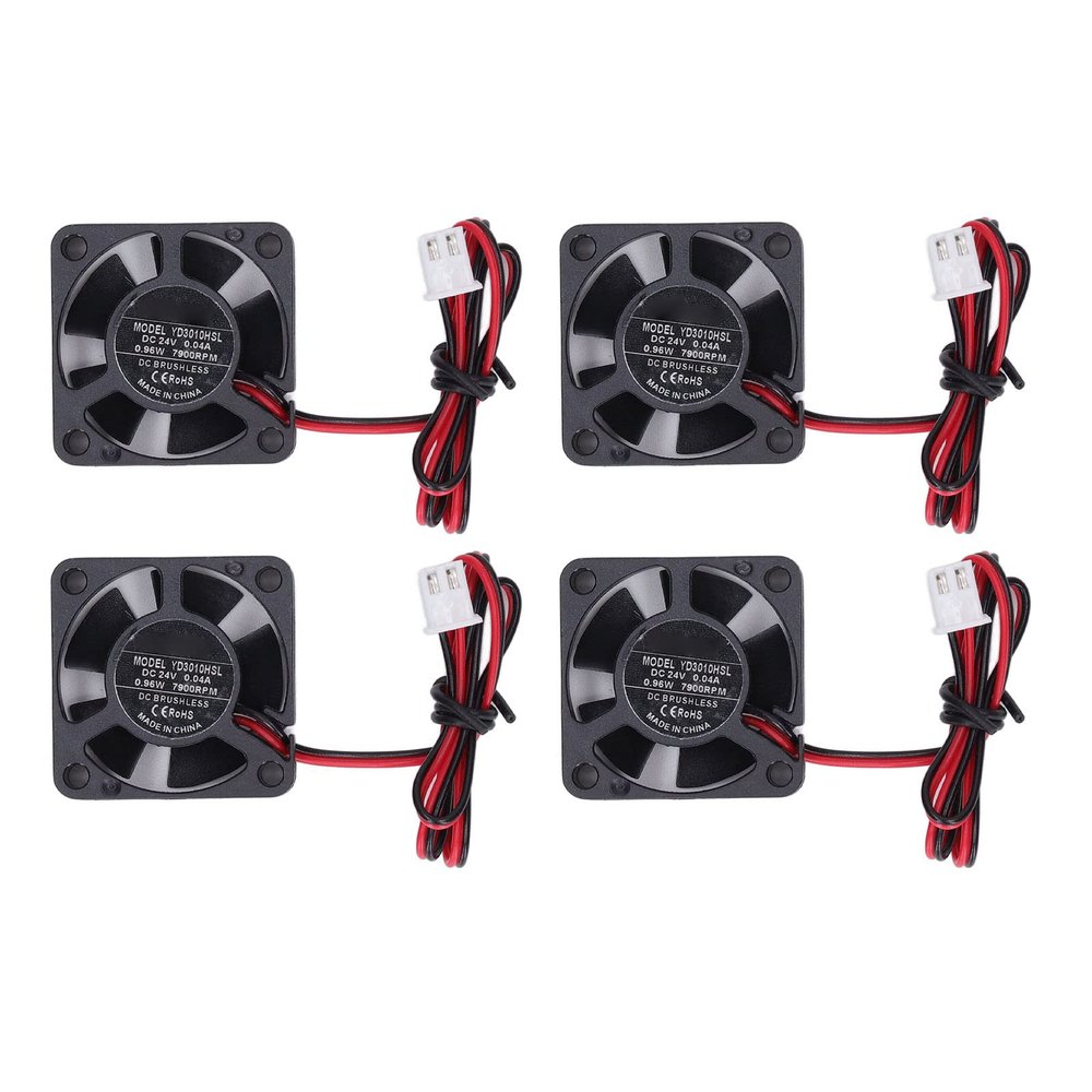 Dc Brushless Fan for Hot End V6 V5 Extruder 3010 3010 4Pcs Cooling 2Pin for Mini Miniature Fanner Computer Cooling Fans (DC24V)