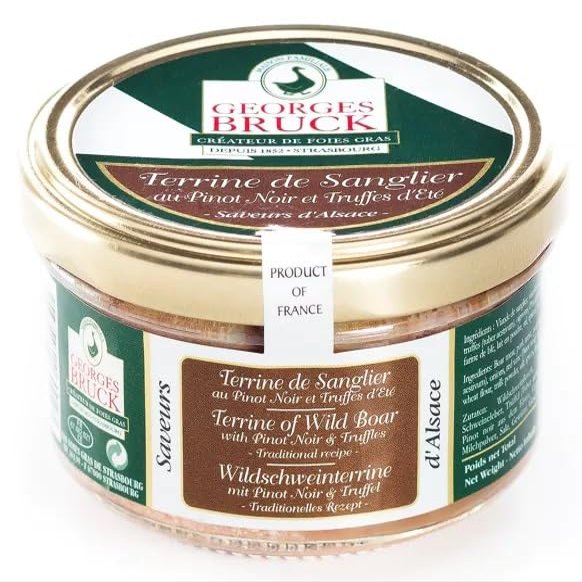 GEORGES BRUCK - STRASBOURG, ALSACE - Wild Boar Terrine with Pinot Noir and Summer Truffles - 2 x 4.93oz / 140gr Glass Jars