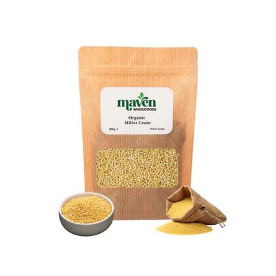 Maven wholefoods Organic Millet Grain 500g | Ancient Grain | GMO Free | High Fibre & Protein | Certified Organic | Suitable for Vegetarian & Vegan | Packed Fresh in Resealable Bags