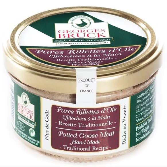 GEORGES BRUCK - STRASBOURG, ALSACE - Pure Goose Rillettes - 2 x 4.93oz / 140gr Glass Jars