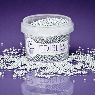 Purple Cupcakes Sprinkles Pearls 2mm - SHIMMER SATIN SILVER (V) - Cake and Cupcake Sprinkles for Birthdays, Weddings and all occassions