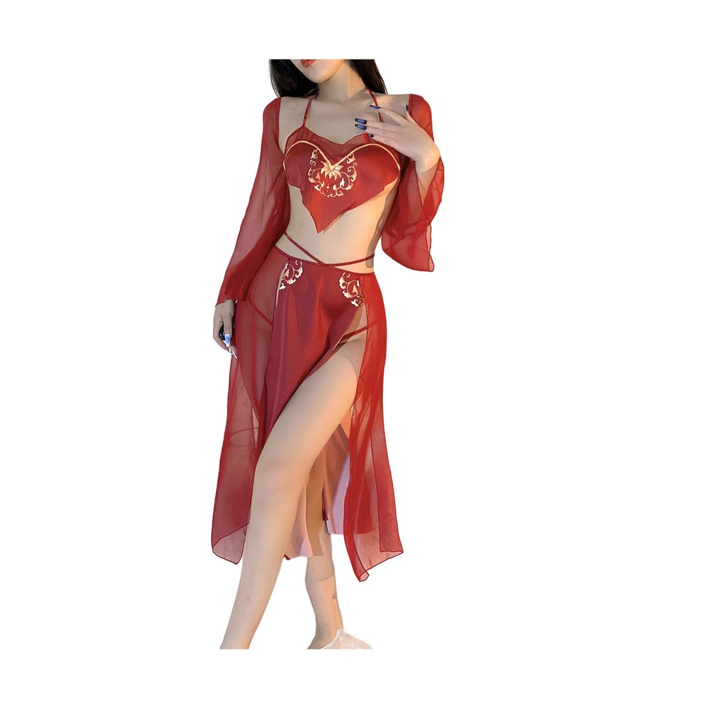 AHOR Chinese style set, high-end sexy pajamas, pure temptation, sexy embroidered pajamas