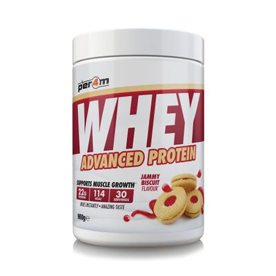 Per4m Whey Protein Powder | High Protein Shake for Muscle Growth & Recovery | Low Sugar Gym Supplement | Sports Nutrition Drink + Amino Acids (900g, Jammy Biscuit)
