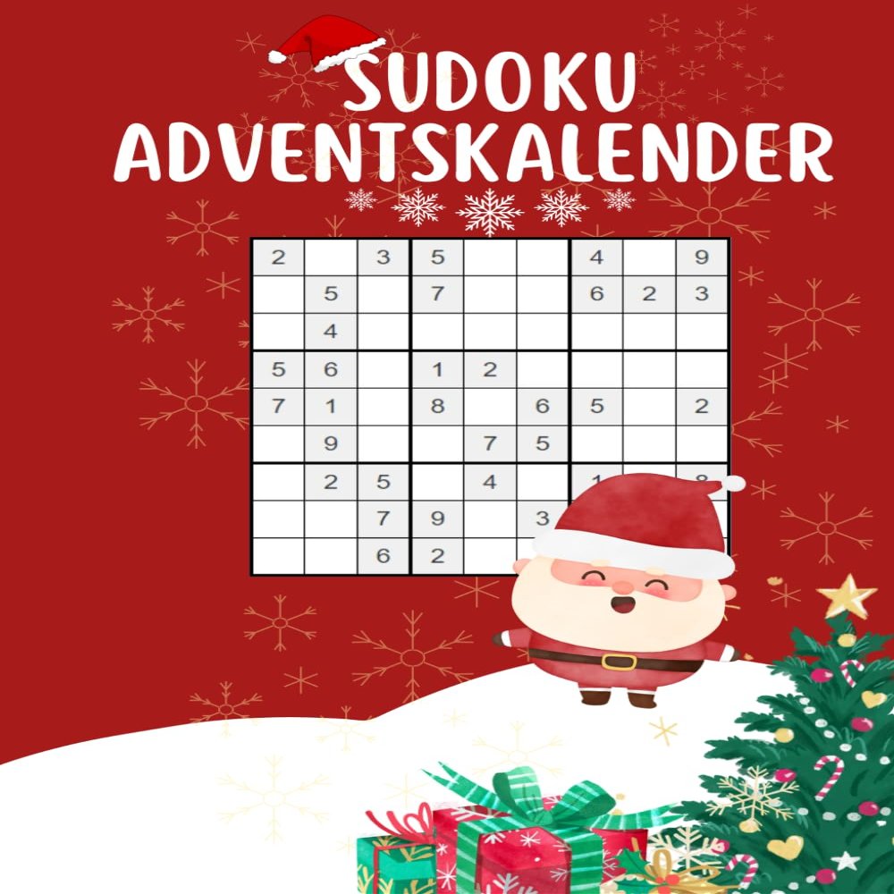 Sudoku Adventskalender: Rtsel von Leicht bis Schwer, Buch komplett farbig DIN A5 + tgliche Weihnachtsreime