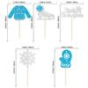 Gyufise 30Pcs Little Snowflake Cupcake Toppers Glitter Skate Shoe Gloves Sweater Cake Topper Decorations for Snowflake Theme Winter Wonderland Baby Shower Birthday Party Supplies Blue view 3