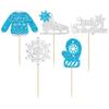 Gyufise 30Pcs Little Snowflake Cupcake Toppers Glitter Skate Shoe Gloves Sweater Cake Topper Decorations for Snowflake Theme Winter Wonderland Baby Shower Birthday Party Supplies Blue view 4