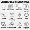 Premium Quality Jumbo White Kitchen Rolls 2ply Embossed Centerfeed Paper Rolls 525 Sheets Hand Towel Multi Surface Cleaning Roll Strong Absorbent & Disposable Kitchen Cleaning Rolls (Pack of 5 Rolls) view 4