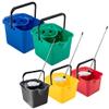 12L Blue, Green, Yellow, Red Or Metallic Cotton Mop & Bucket Set With Pouring Lip For Cleaning Floors & Tiled Surfaces (Blue - Mop & Bucket, 2 Sets) view 1