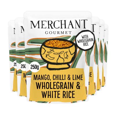 Merchant Gourmet Mango, Chilli & Lime Wholegrain Rice, Microwave Ready in Minutes, Source of Fibre, Low Fat, Vegan, 250 g (Pack of 6)