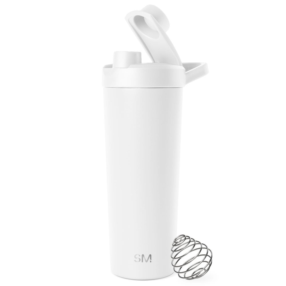Simple Modern Stainless Steel Shaker Bottle with Ball 24oz | Metal Insulated Cup for Protein Mixes, Shakes and Pre Workout | Rally Collection | 710ml | Winter White