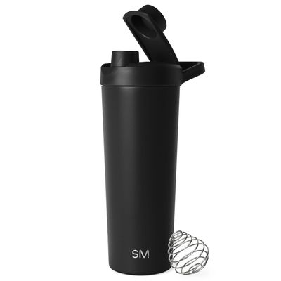 Simple Modern Stainless Steel Shaker Bottle with Ball 24oz | Metal Insulated Cup for Protein Mixes, Shakes and Pre Workout | Rally Collection | 710ml | Midnight Black