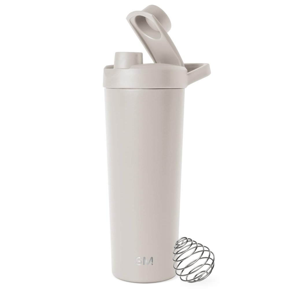 Simple Modern Stainless Steel Shaker Bottle with Ball 24oz | Metal Insulated Cup for Protein Mixes, Shakes and Pre Workout | Rally Collection | 710ml | Almond Birch