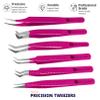Abdul of Sialkot Fiber Tips Volume Tweezers for Eyelash Extensions, Set of 6,Volume Boot, Made with Perfection Micro Tip (6 Piece Set (Fiber Tip Pink) view 3