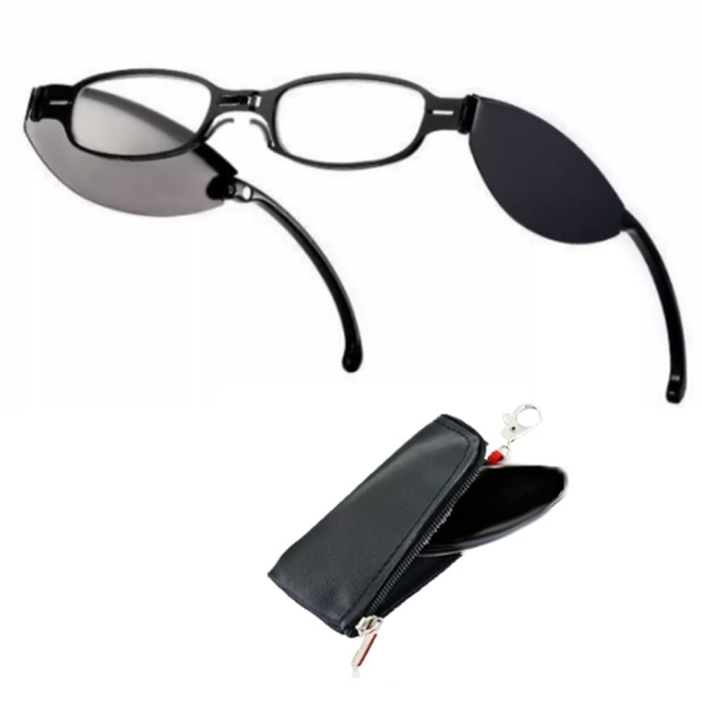 NILZA Mini Reading Glasses Slim Pocket Readers Folding Computer Glasses Foldable Compact Eyeglasses With Keychain 2.5 (Color : Black, Size : +3.0)