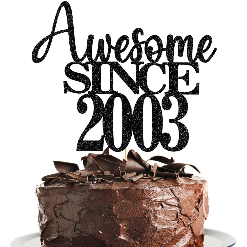 22nd Awesome since 2003 Cake Topper Cheers to 22 Years Birthday Cake Pick 22 Fabulous Cake Decoration for Happy 22nd Birthday Anniversary Party Cake Decorations Supplies (2003, black)